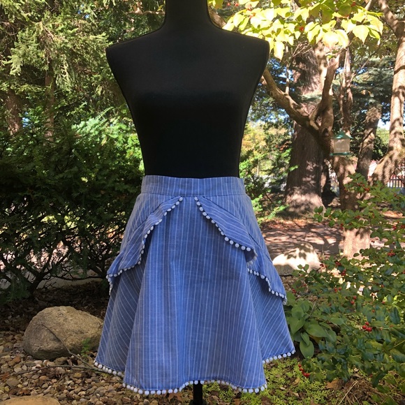 Striped Baby Blue L’Atiste Fringe Skirt - Picture 3 of 14